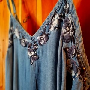 Knox Rose Embroidered Tencel Handkerchief Dress